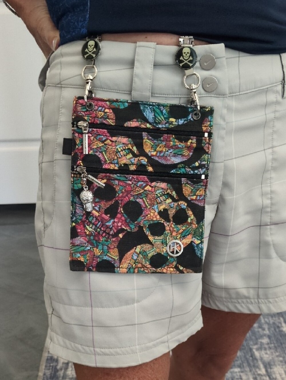 Colorful Skull Print Badge Wallet